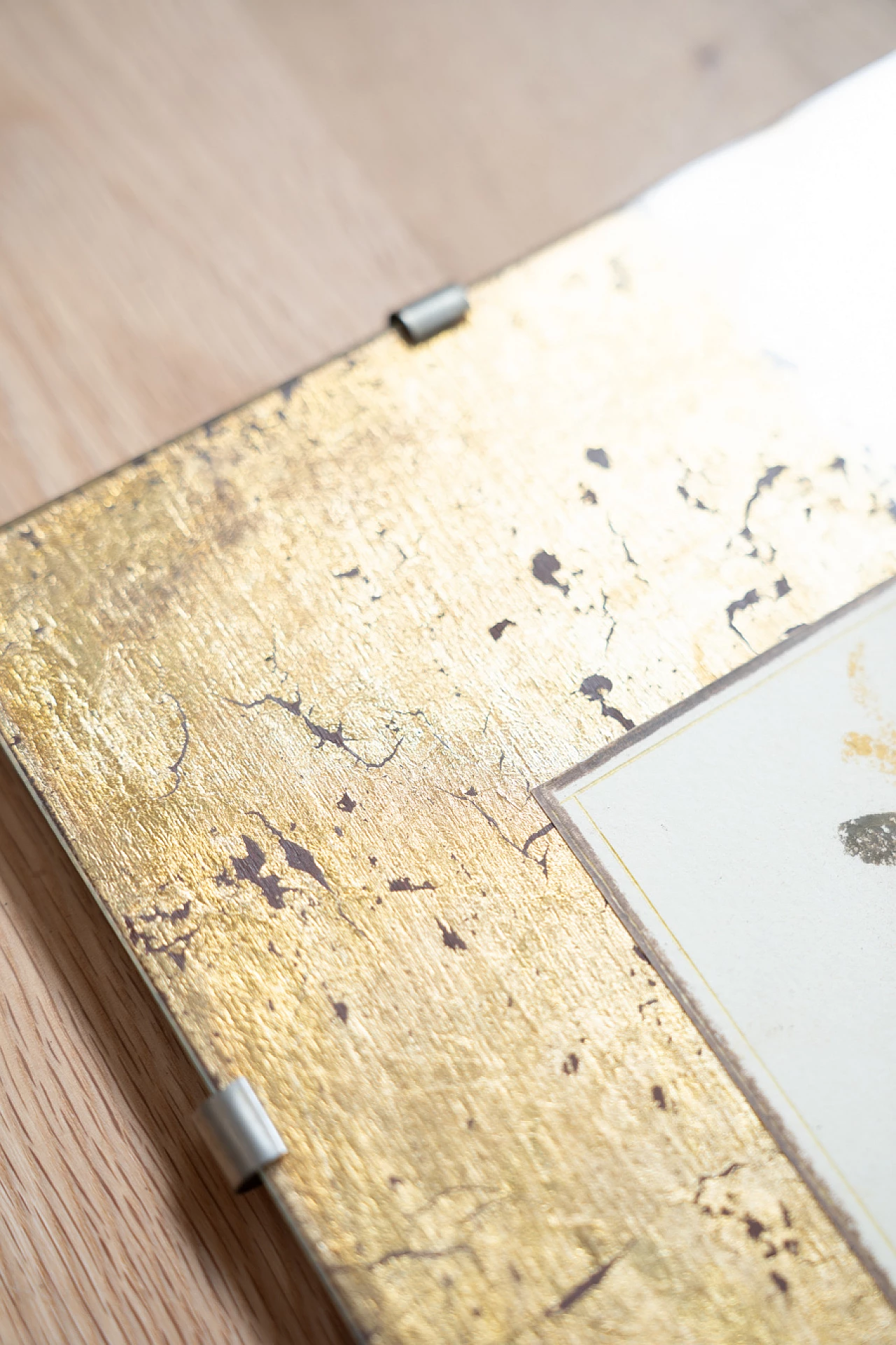 Natura, coppia di stampe in acquerello e foglia oro, anni '70 3