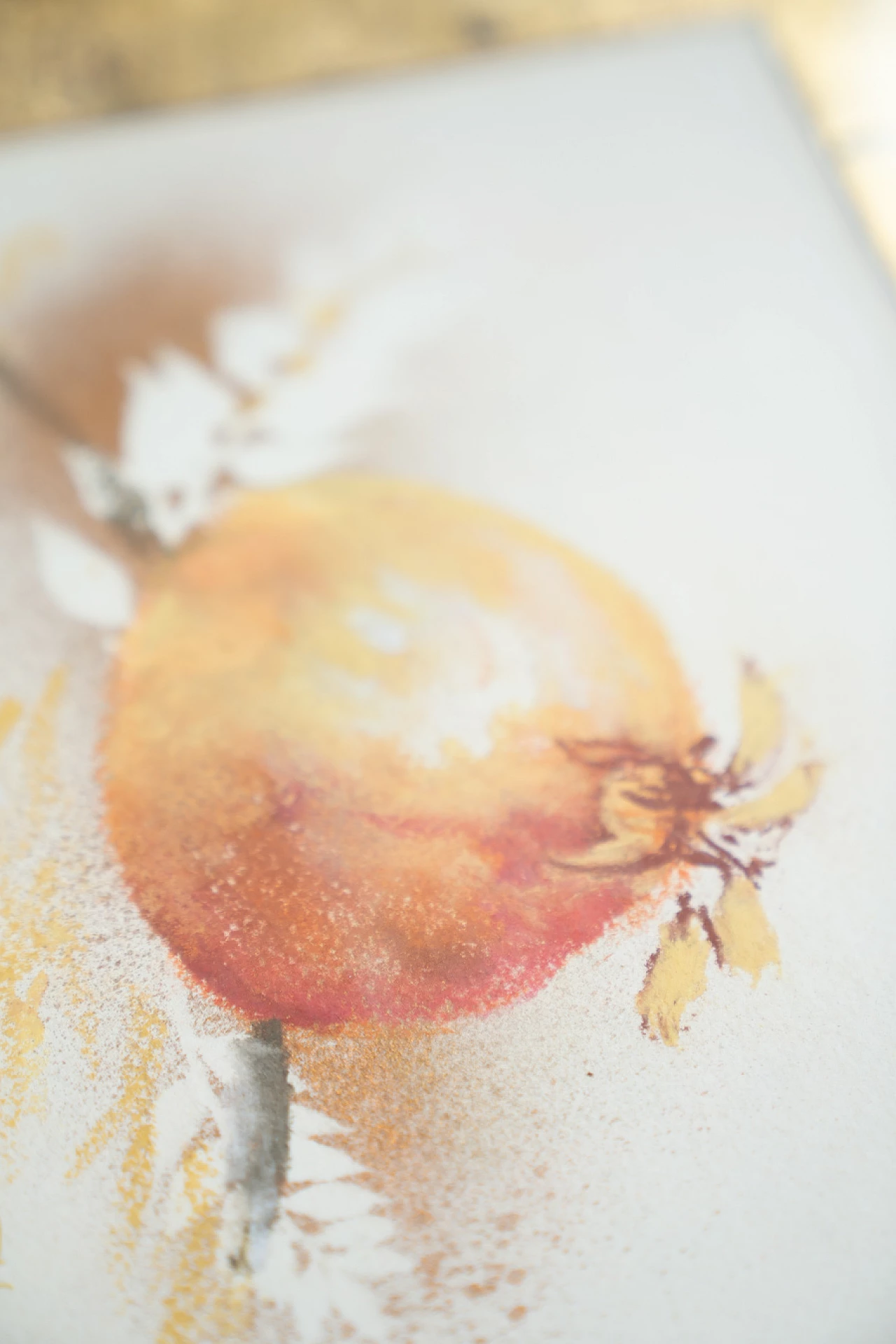 Natura, coppia di stampe in acquerello e foglia oro, anni '70 6