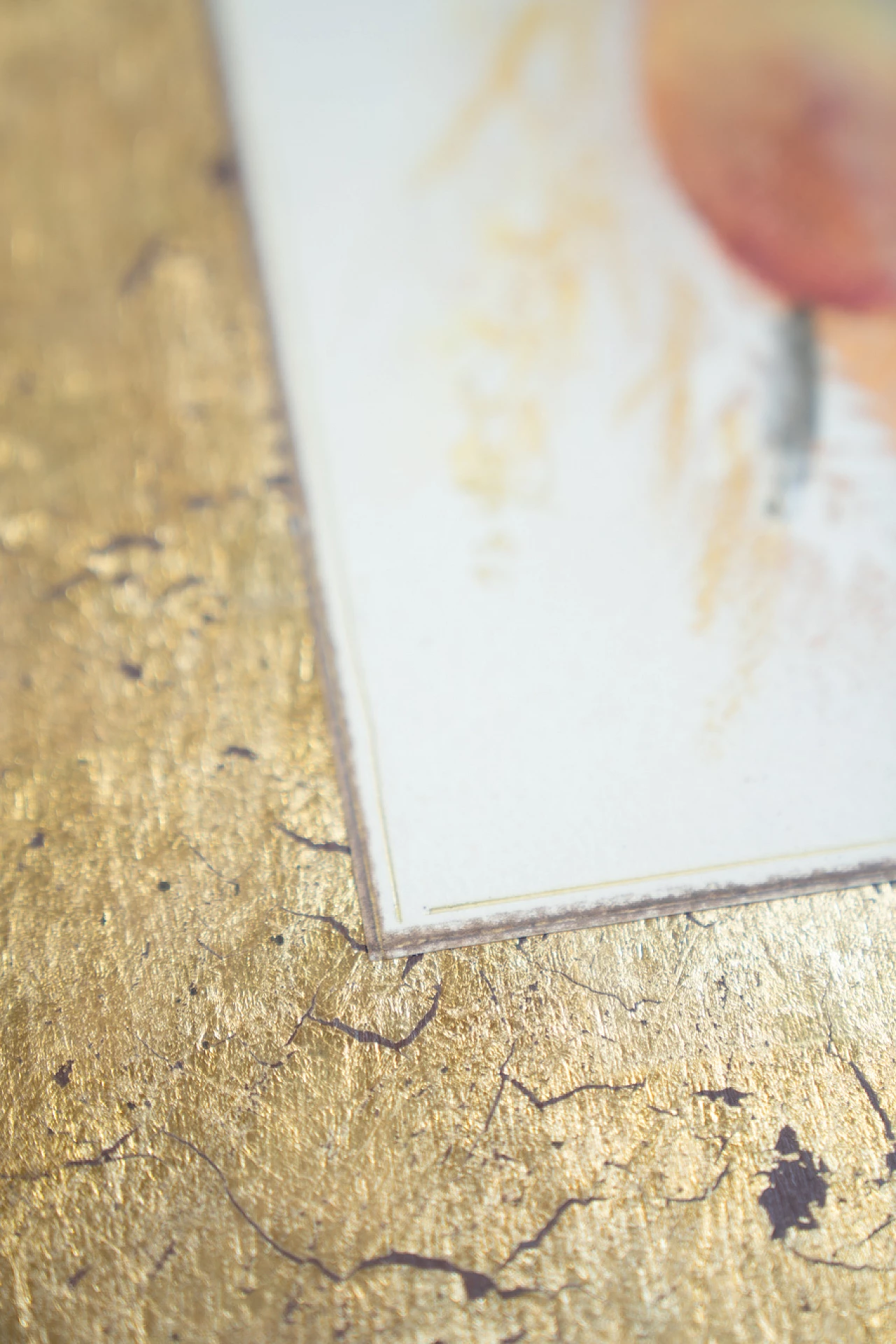 Natura, coppia di stampe in acquerello e foglia oro, anni '70 7