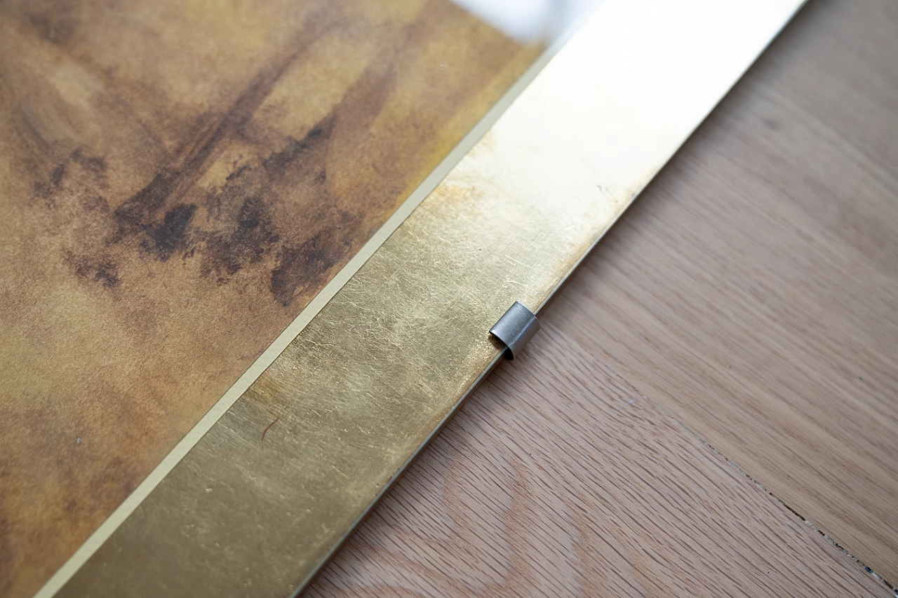 Natura, coppia di stampe in acquerello e foglia oro, anni '70 12