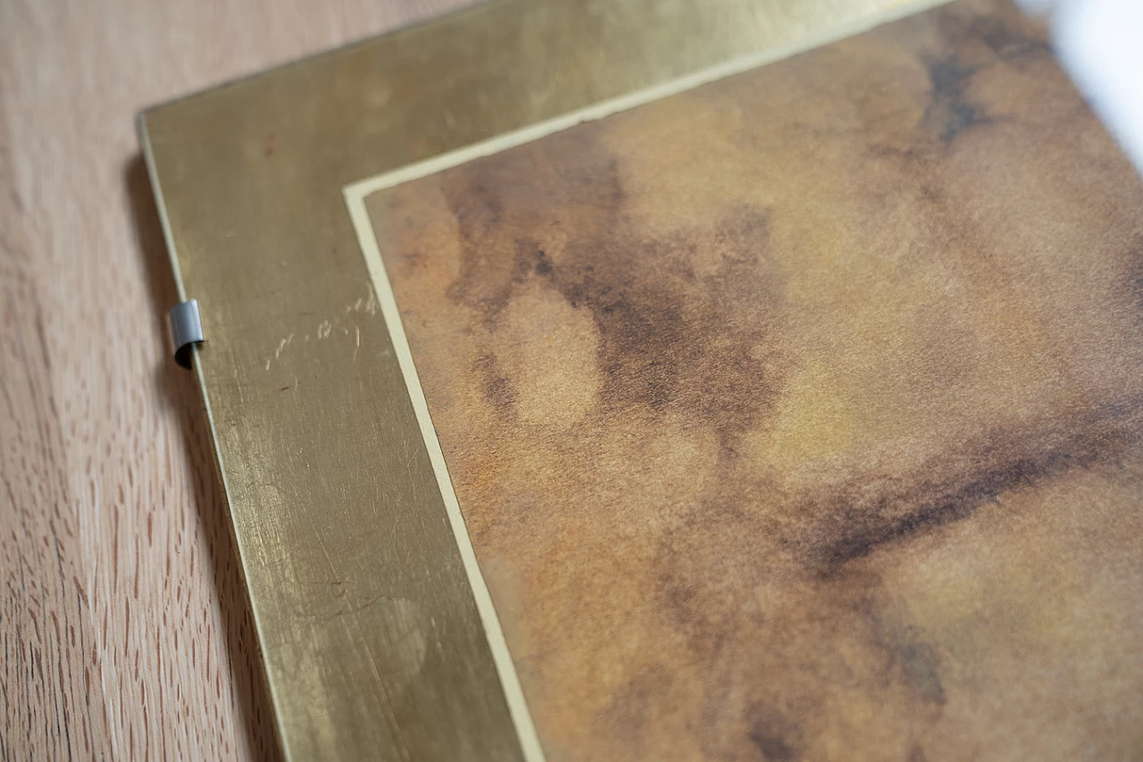 Natura, coppia di stampe in acquerello e foglia oro, anni '70 14