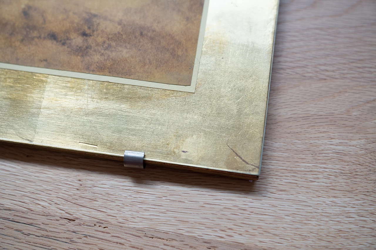 Natura, coppia di stampe in acquerello e foglia oro, anni '70 15