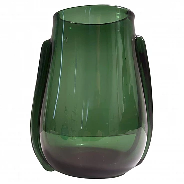 Vaso Art Déco in vetro soffiato verde, anni '40