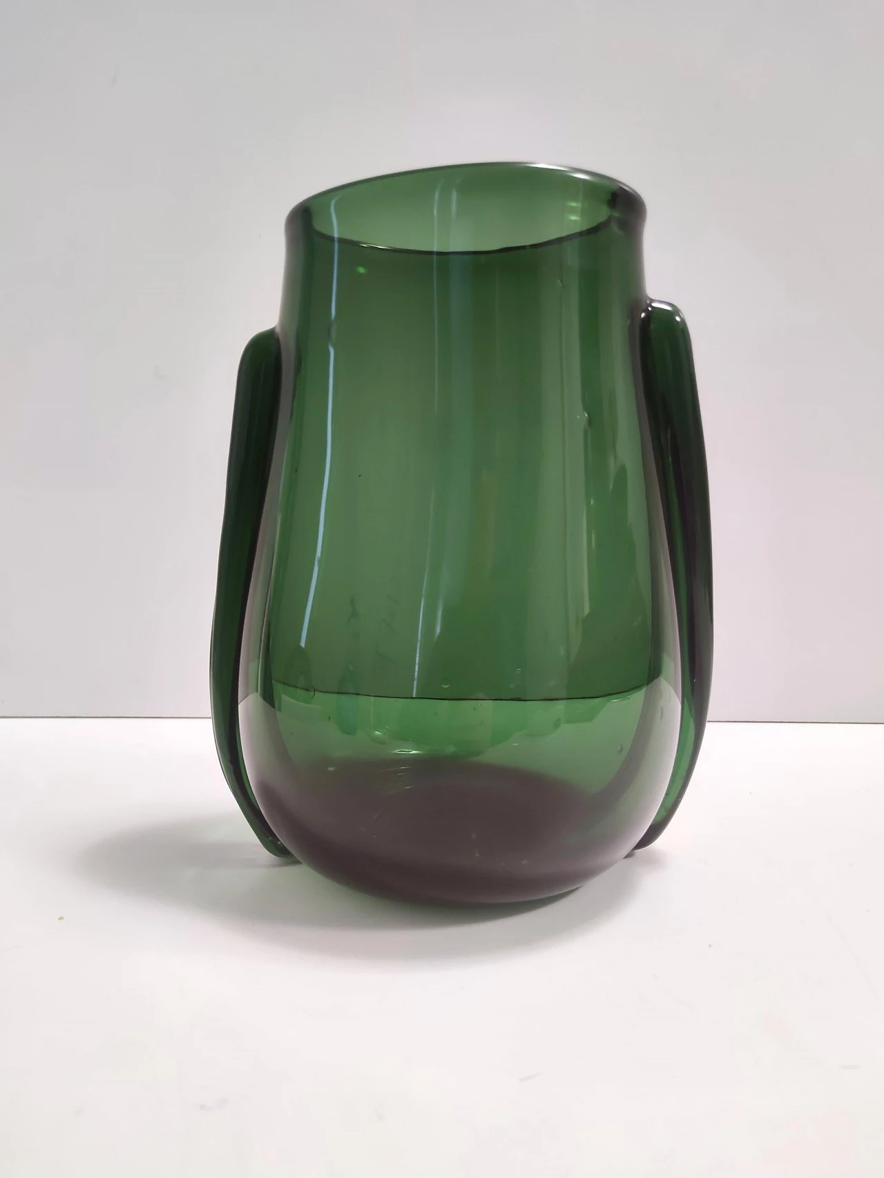 Art Deco green blown glass vase, 1940s 2