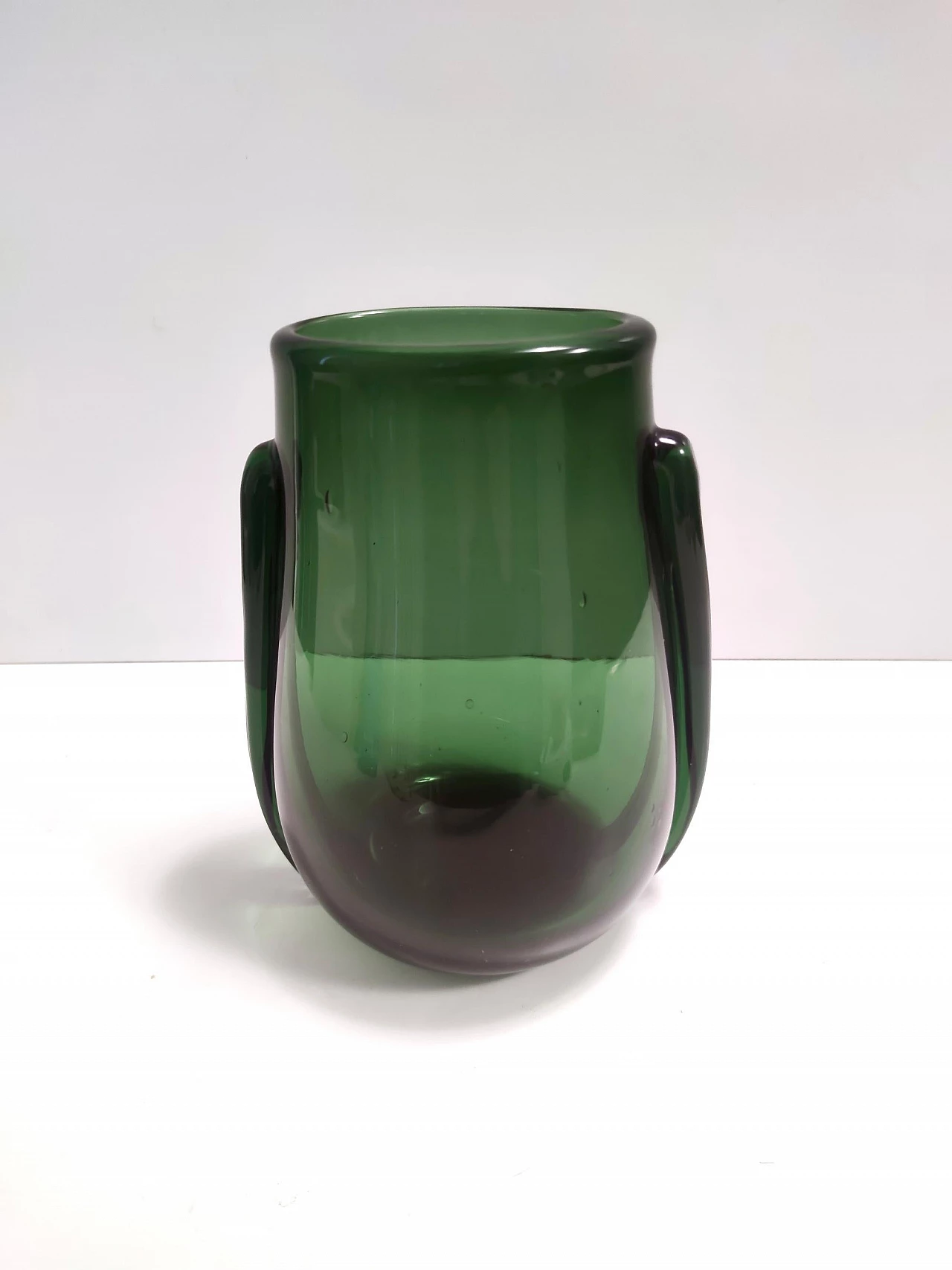 Art Deco green blown glass vase, 1940s 3