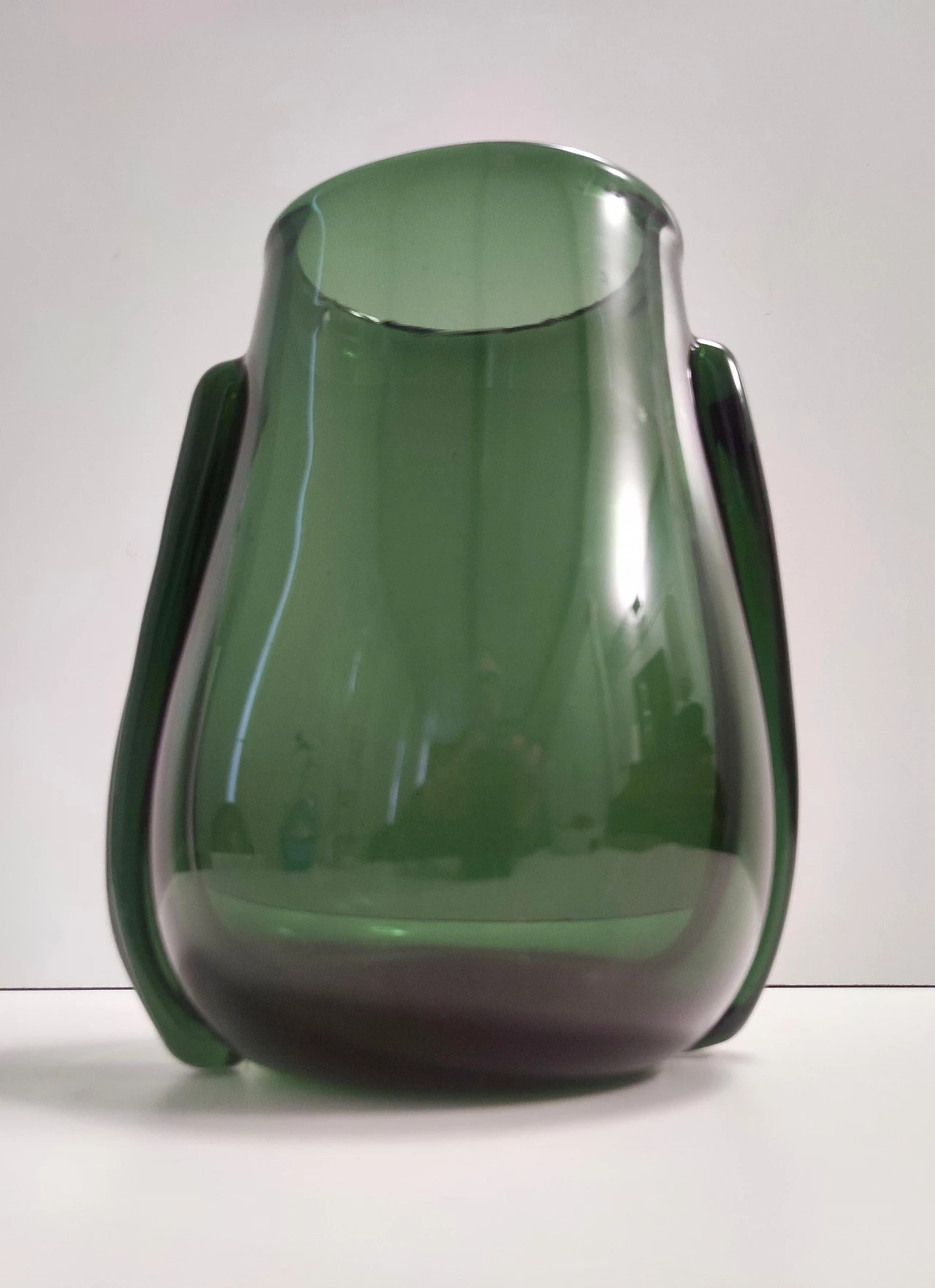 Art Deco green blown glass vase, 1940s 4