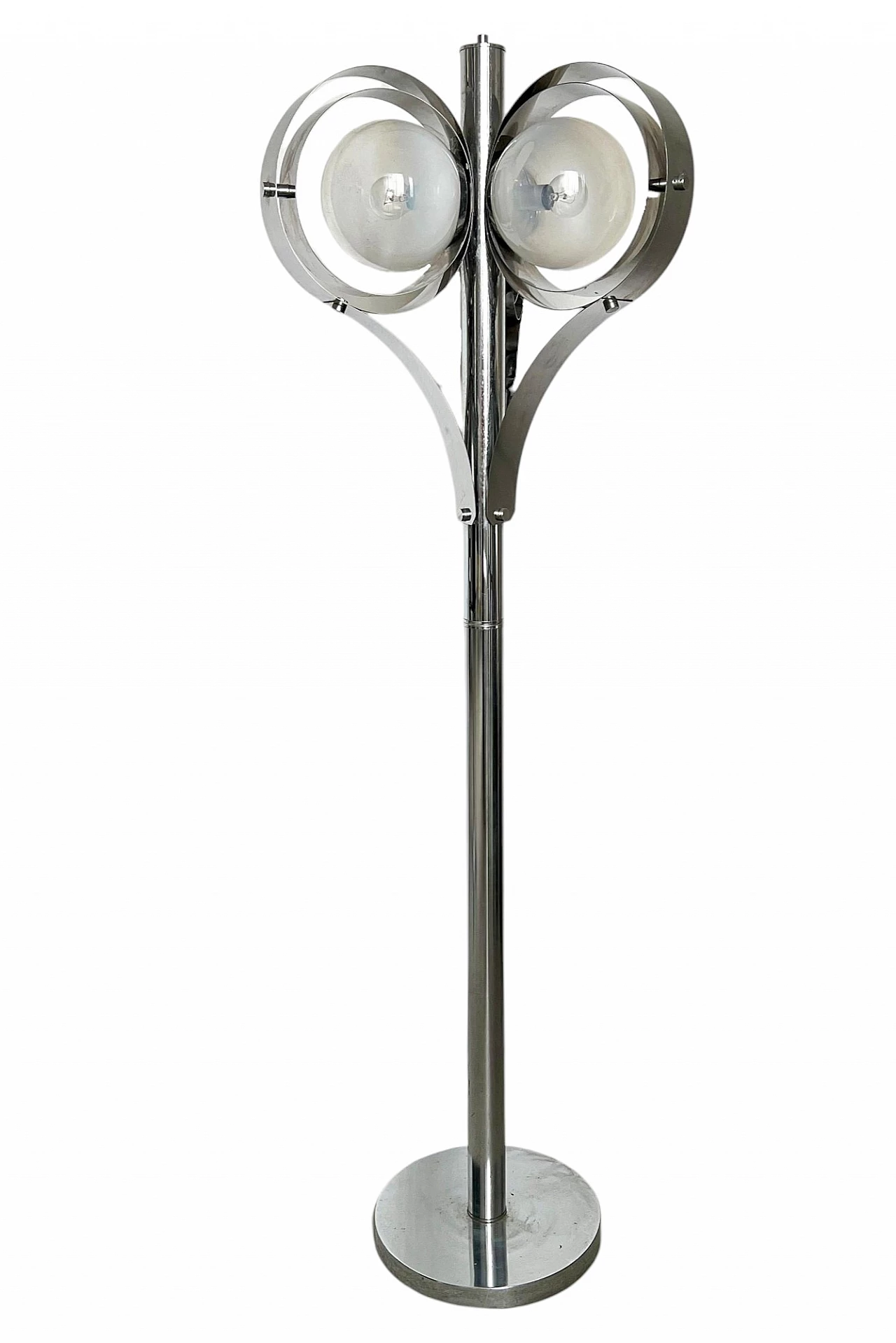 Space Age three-light chromed metal floor lamp, 1970s 7