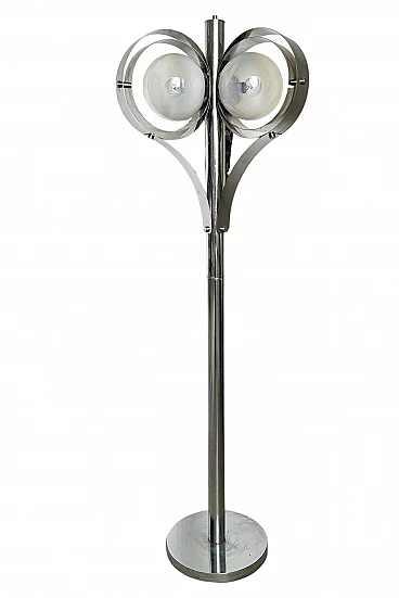 Space Age three-light chromed metal floor lamp, 1970s