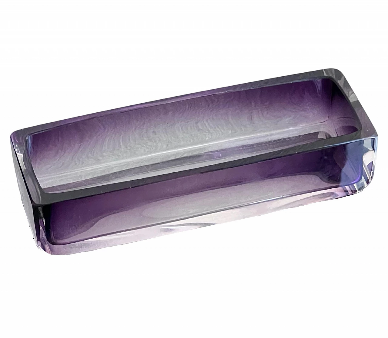 Rectangular purple glass center piece, 1970s 7