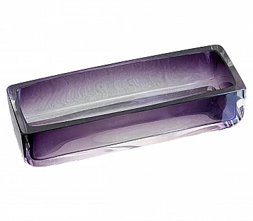 Rectangular purple glass center piece, 1970s