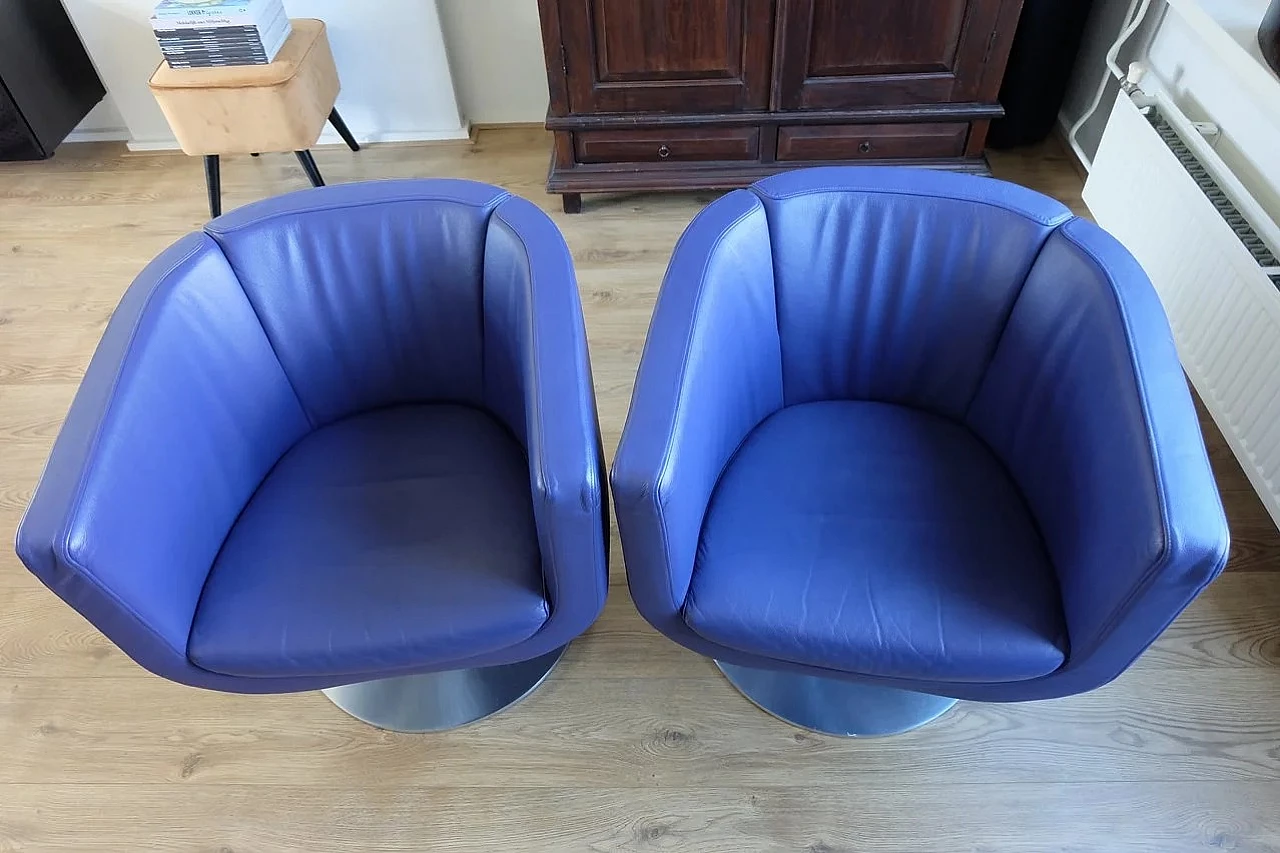 Pair of Tulip blue armchairs by Jeffrey Bernett for B&B, 2008 1