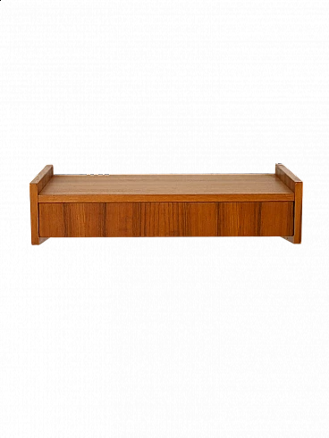 Wall bedside table in teak with drawer, 1960s