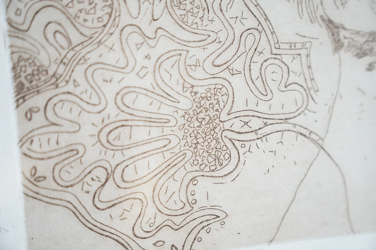 Adolescente - Enigma, coppia di disegni a inchiostro, anni '80 6