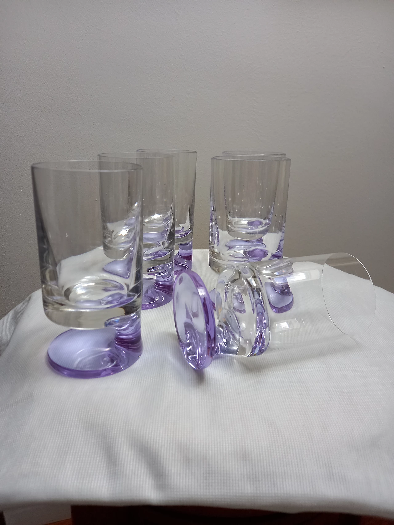 6 Crystal glasses and ice bucket by J. Colombo, 1940s 4