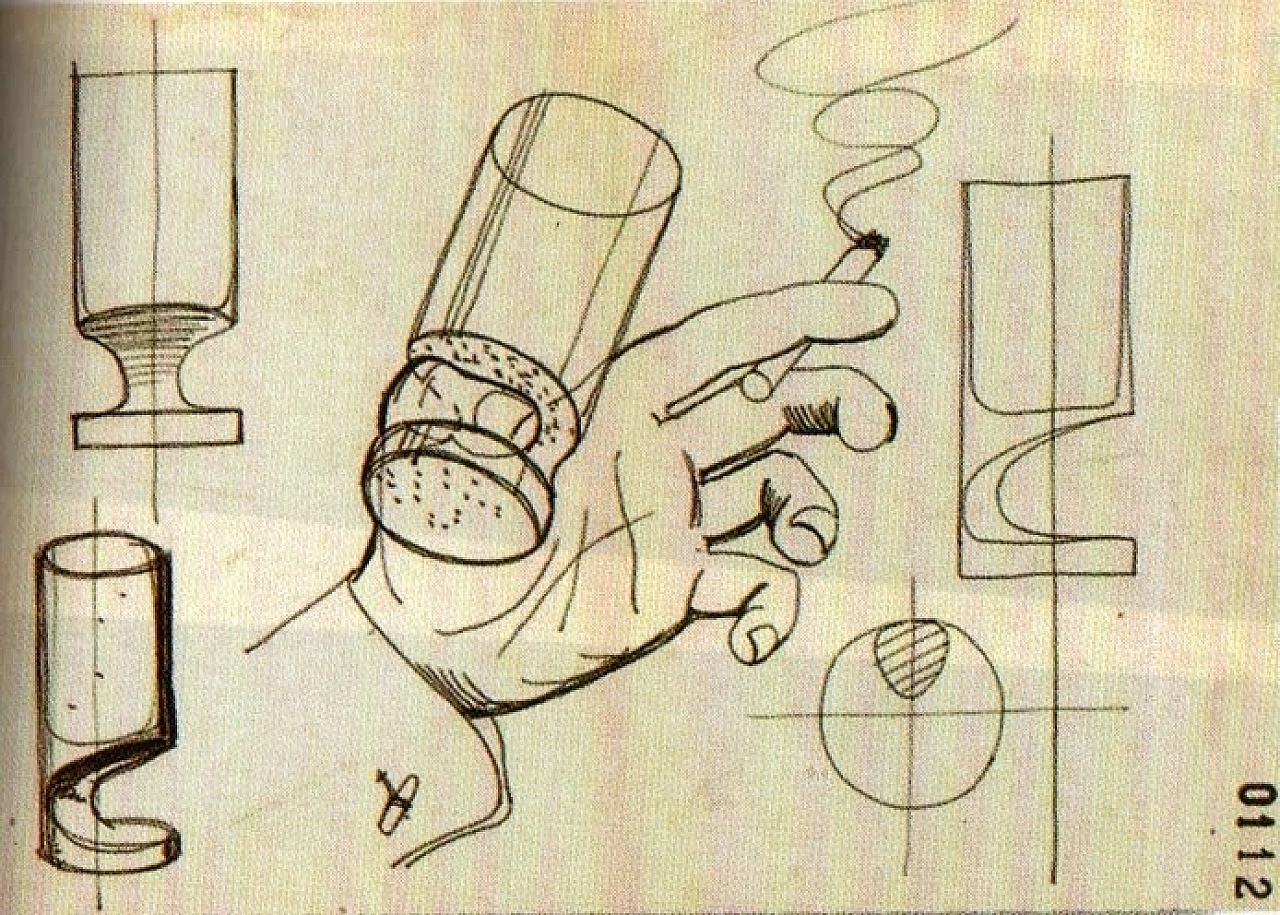 6 bicchieri in cristallo & secchiello ghiaccio di J. Colombo, anni '40 10