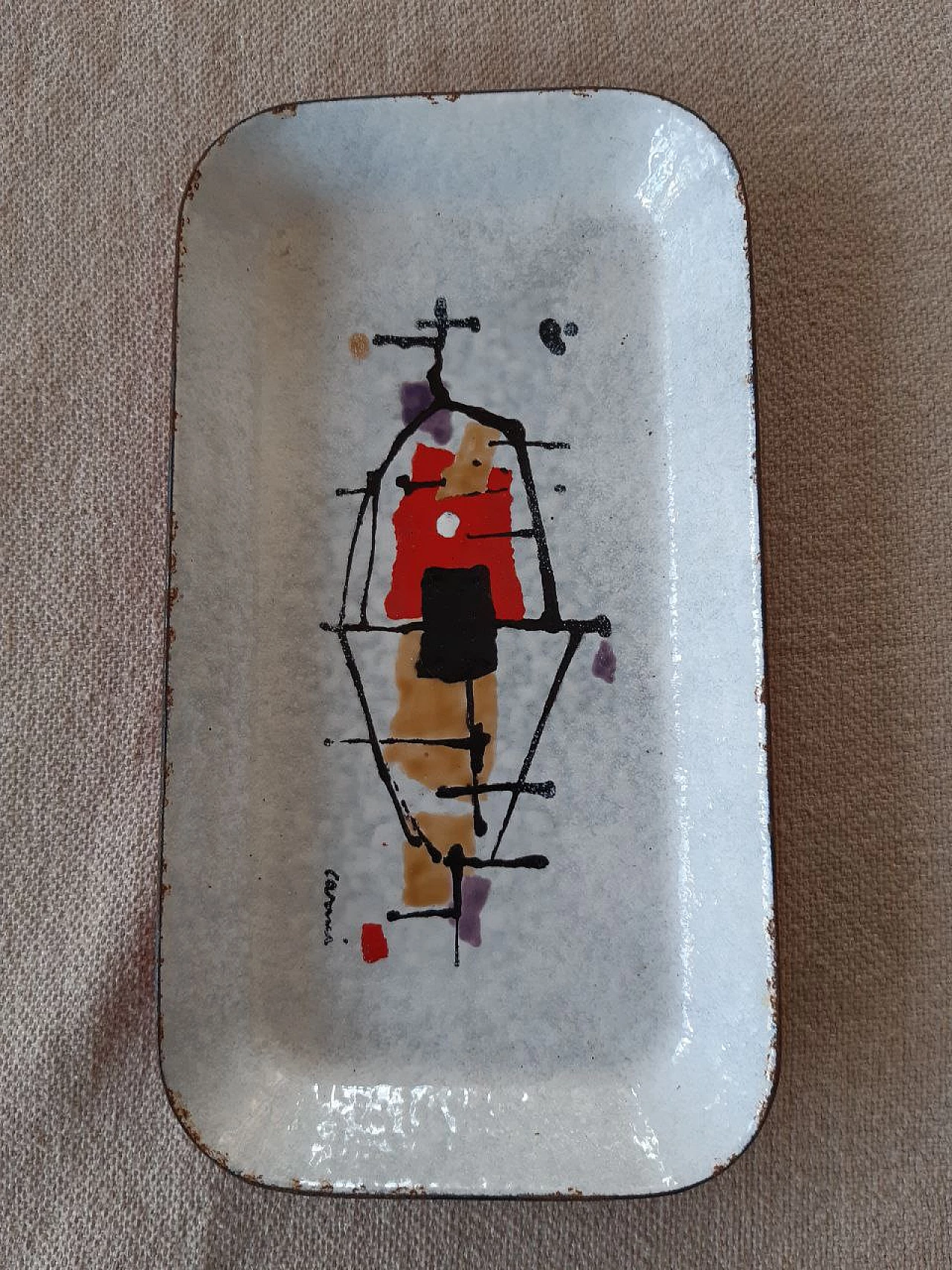 Vassoio smaltato di Eugenio Carmi per Lamierino Cornigliano, anni '50 1
