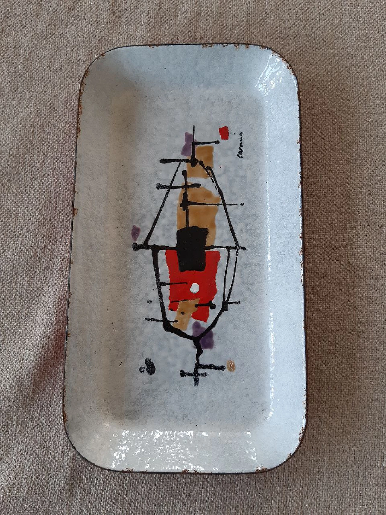 Vassoio smaltato di Eugenio Carmi per Lamierino Cornigliano, anni '50 2