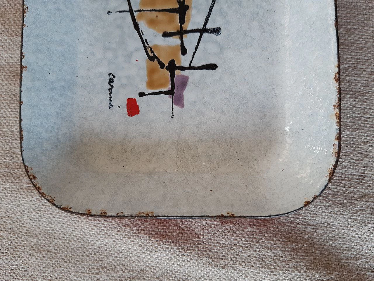 Vassoio smaltato di Eugenio Carmi per Lamierino Cornigliano, anni '50 7