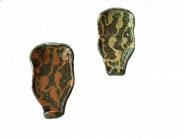 Coppia di Appendiabiti da parete in ceramica smaltata, anni '50