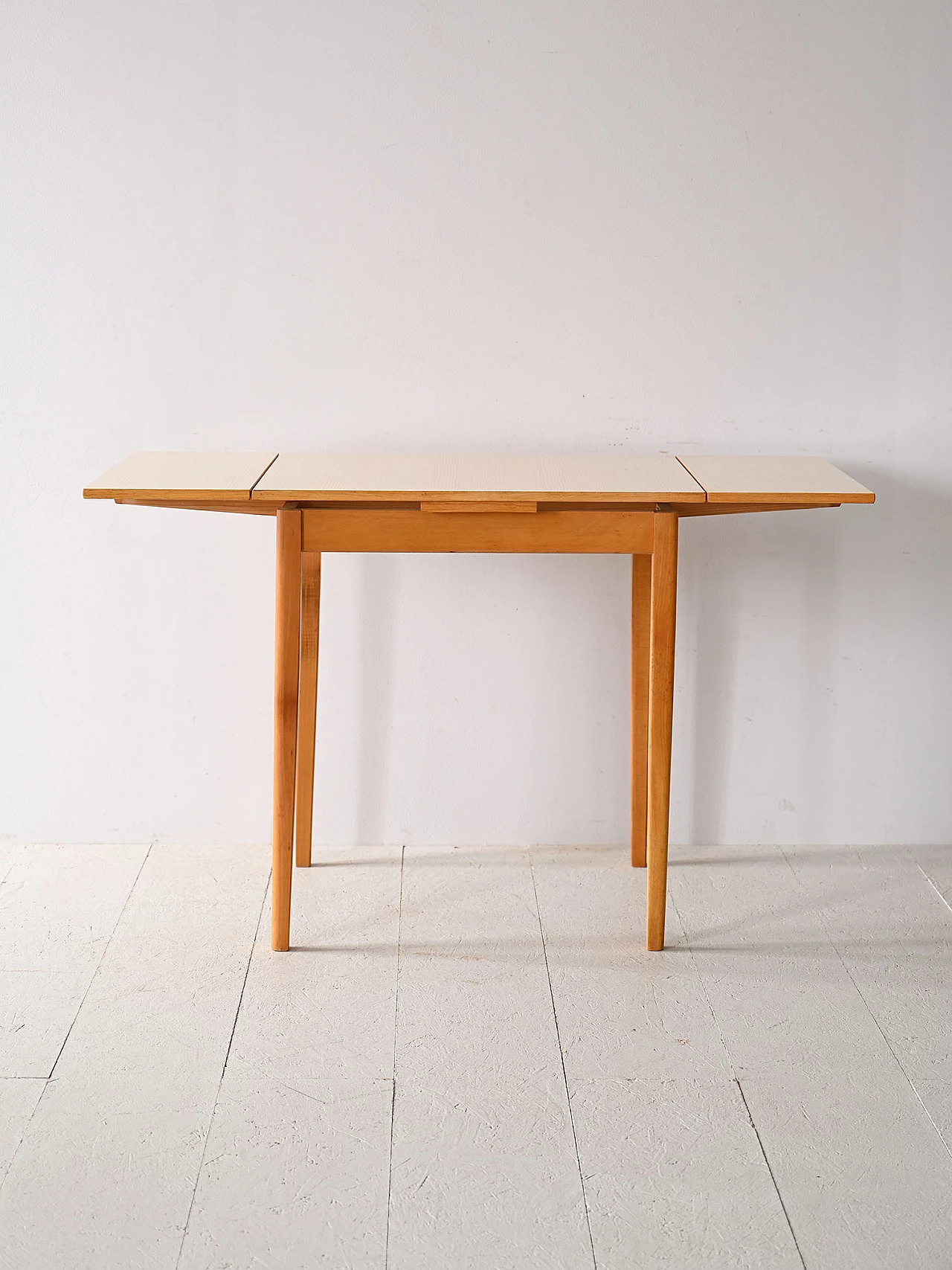 Scandinavian extendable birchwood table with formica top, 1960s 4