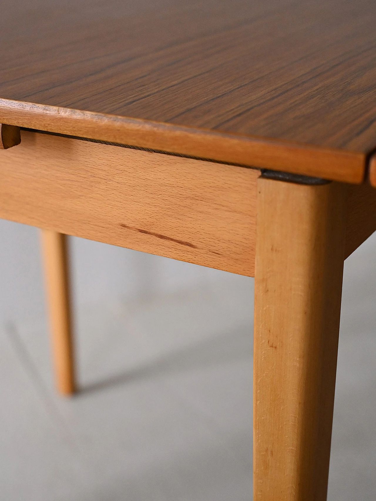 Extendable wooden square table with formica top, 1950s 11