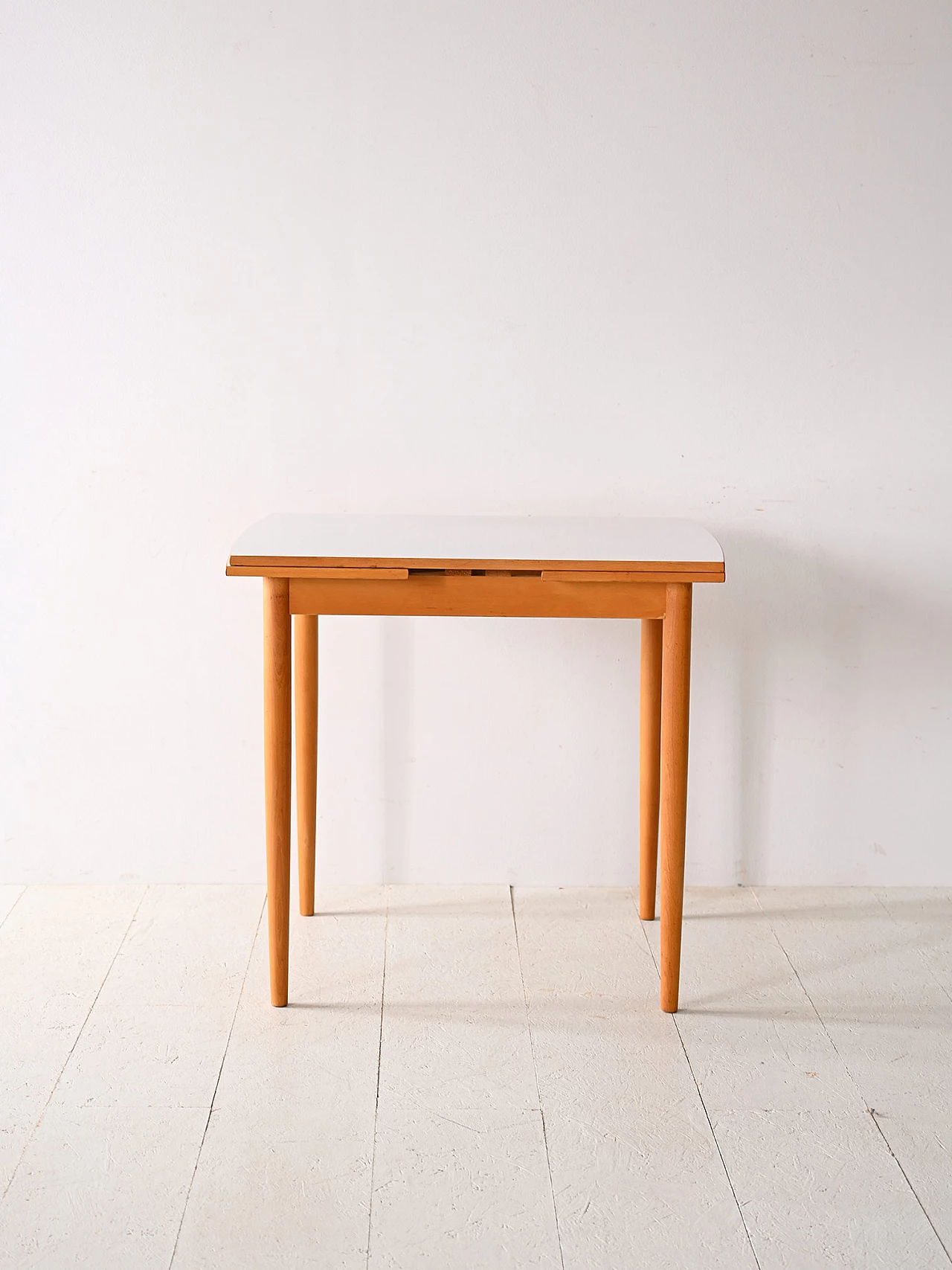 Tavolo in betulla allungabile con piano in formica grigio, anni '60 2