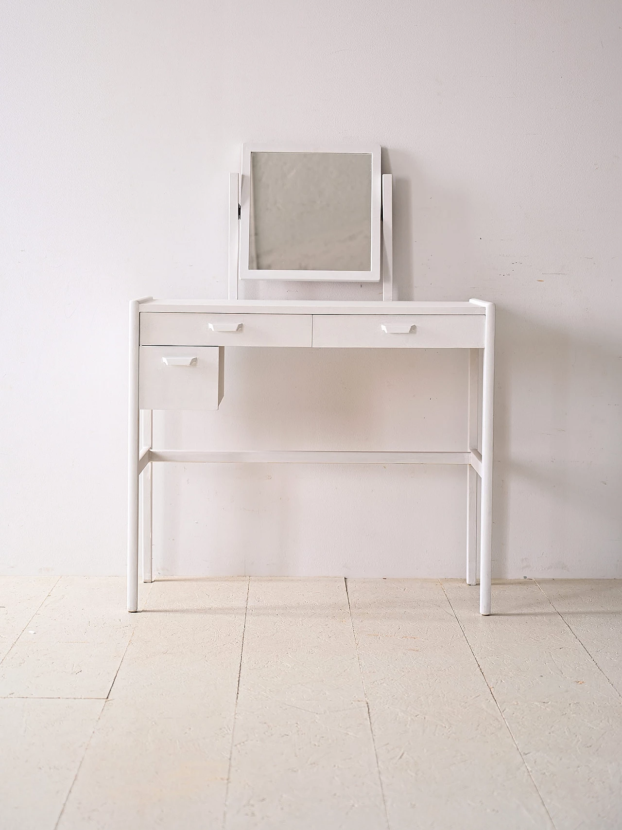 Scandinavian vanity table in painted white teak, 1960s 2