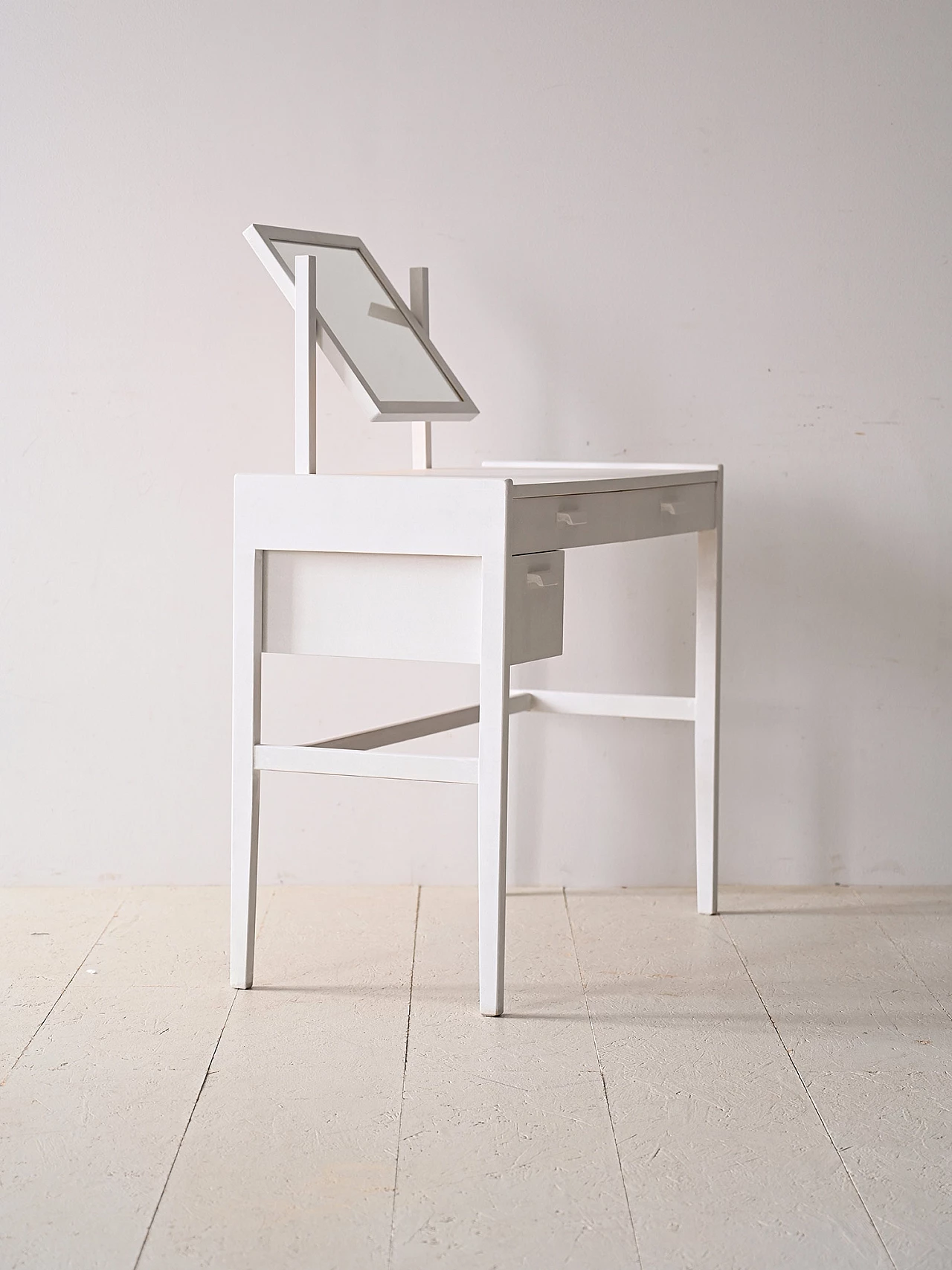 Scandinavian vanity table in painted white teak, 1960s 3