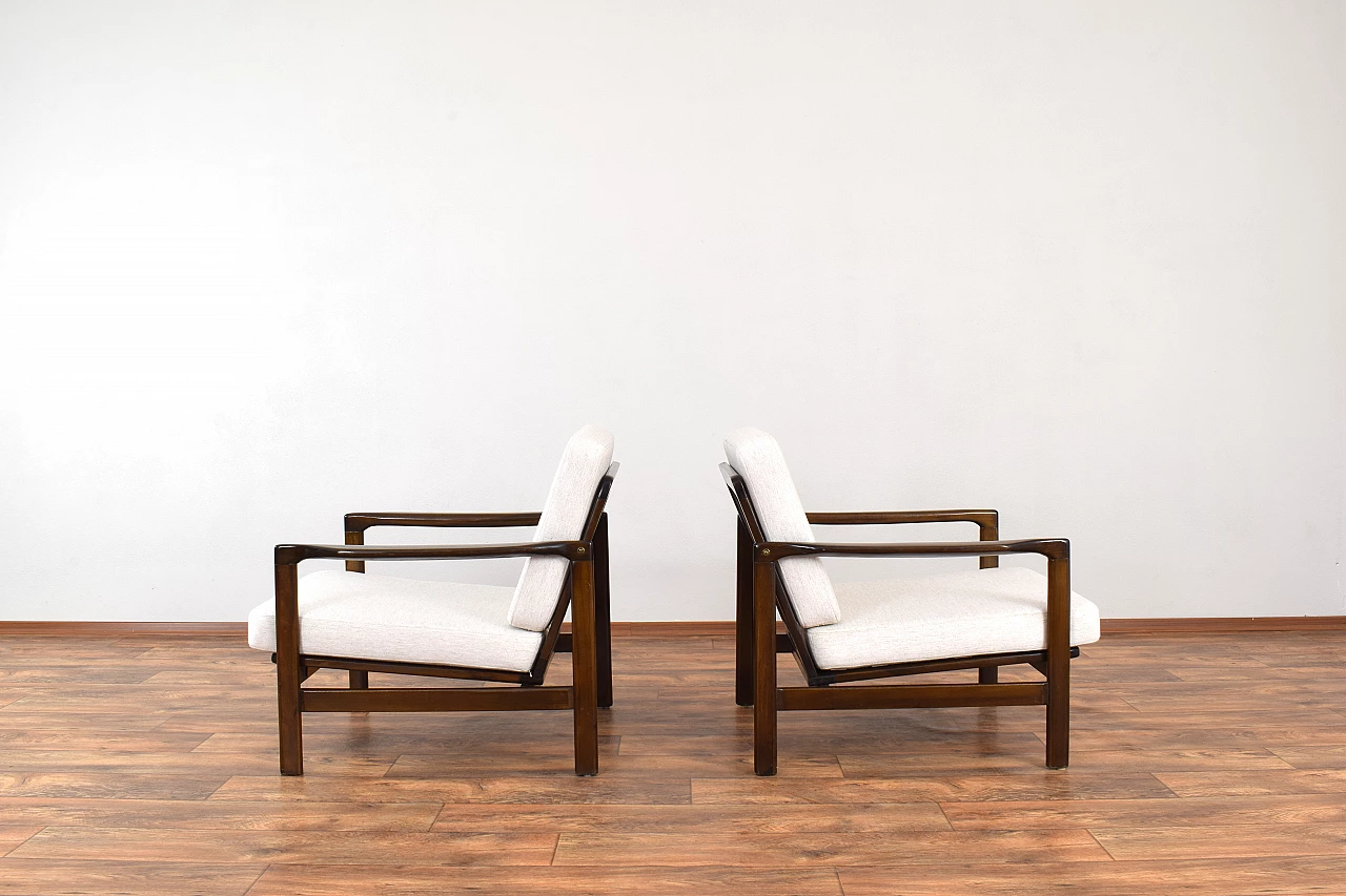Pair of armchairs in beechwood by Zenon Bączyk, 1960s 3