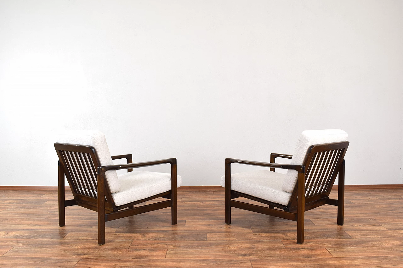 Pair of armchairs in beechwood by Zenon Bączyk, 1960s 4