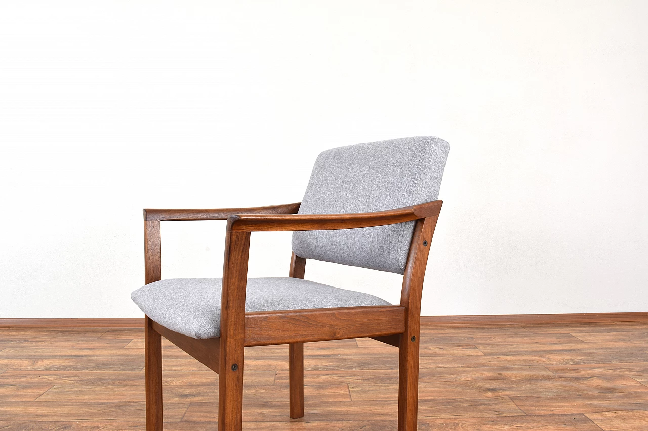 Pair of Danish armchairs in cherry wood and grey fabric, 1970s 12