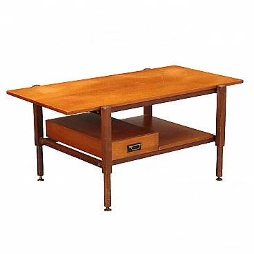 Coffee table in teak veneer with drawer, 1960s