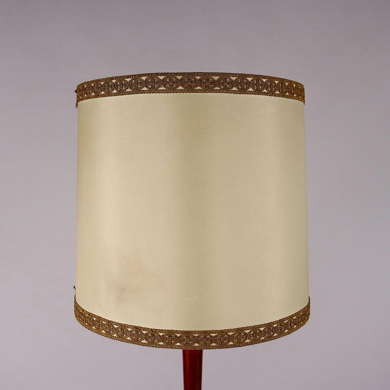 Marble, stained beech, brass and plasticized fabric floor lamp, 1950s 8
