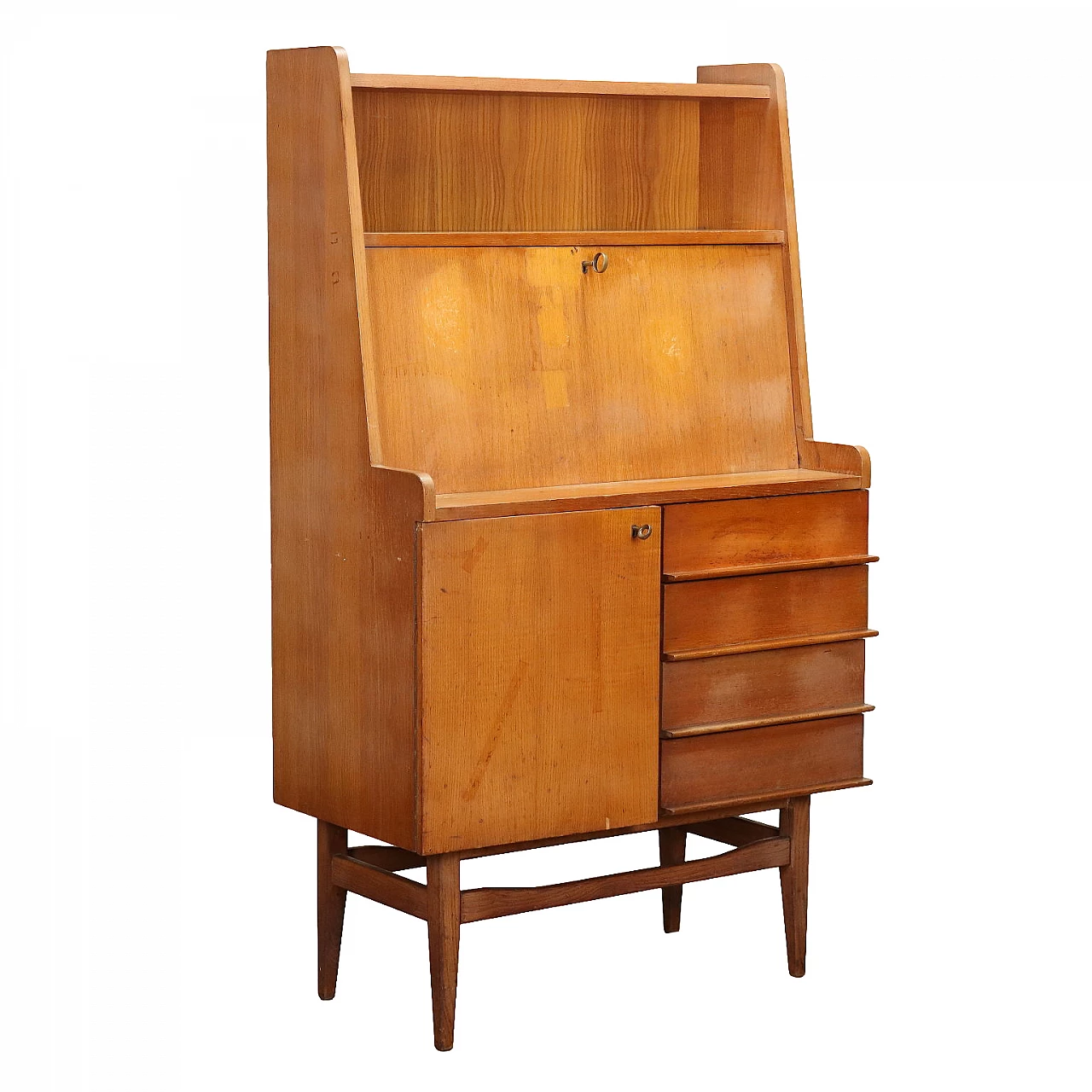 Wood sideboard with flap, drawers and door, 1960s 1