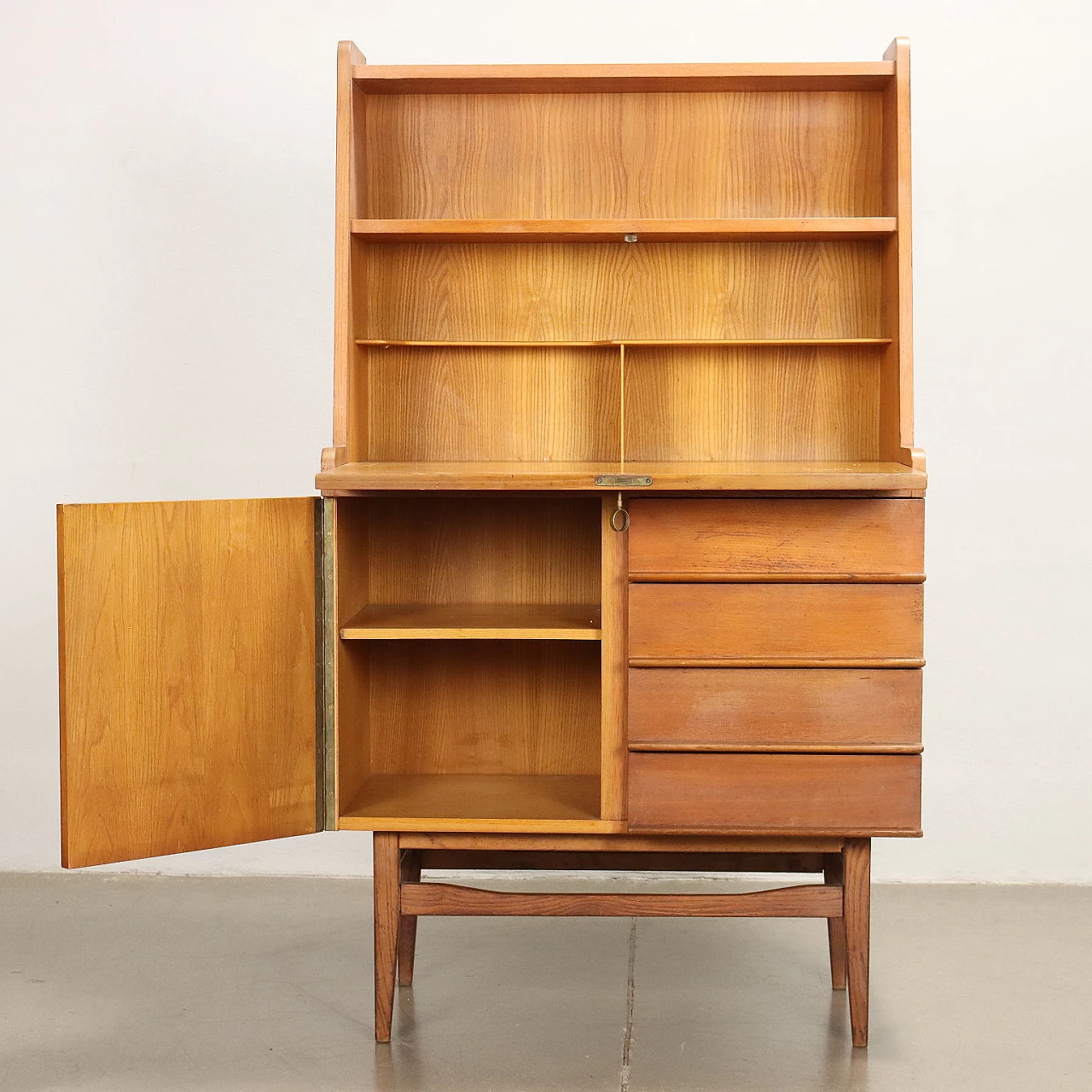 Wood sideboard with flap, drawers and door, 1960s 3
