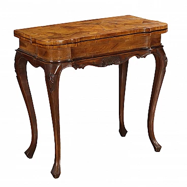 Barocchetto style walnut and walnut-root game side table