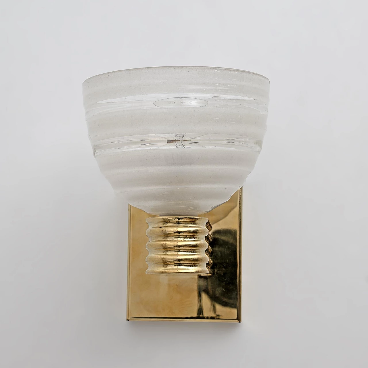 Pair of brass and glass wall lights attributed to Venini, 1940s 2