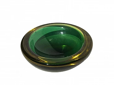 Yellow and green submerged Murano glass bowl, 1960s