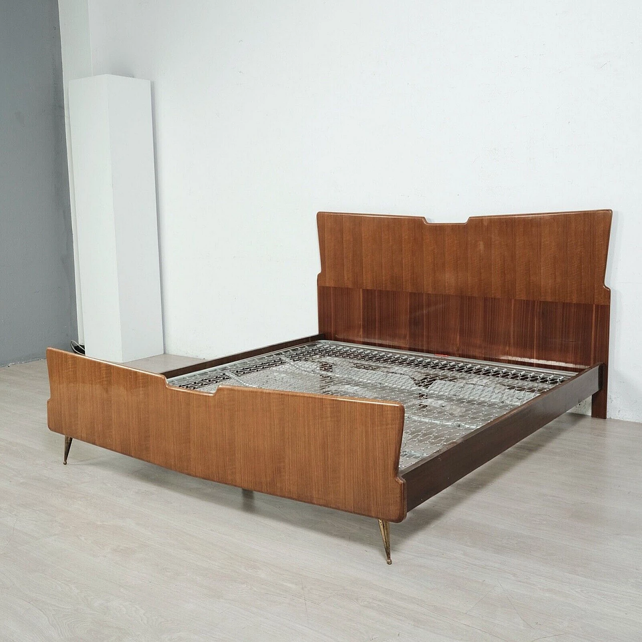 Wooden double bed frame, 1950s 3