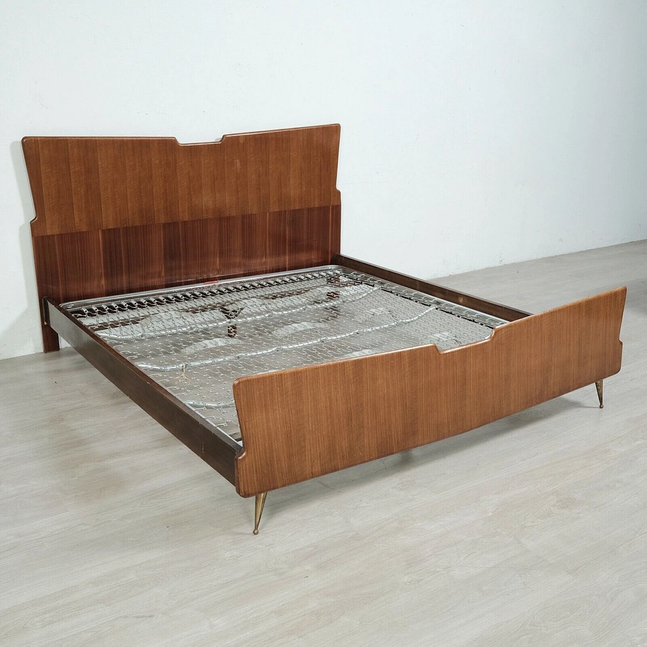 Wooden double bed frame, 1950s 5