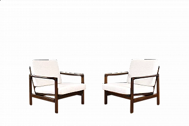 Pair of armchairs in beechwood by Zenon Bączyk, 1960s