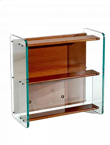 Wooden and glass bookcase by Parigi & Prina for Rimadesio, 1960s