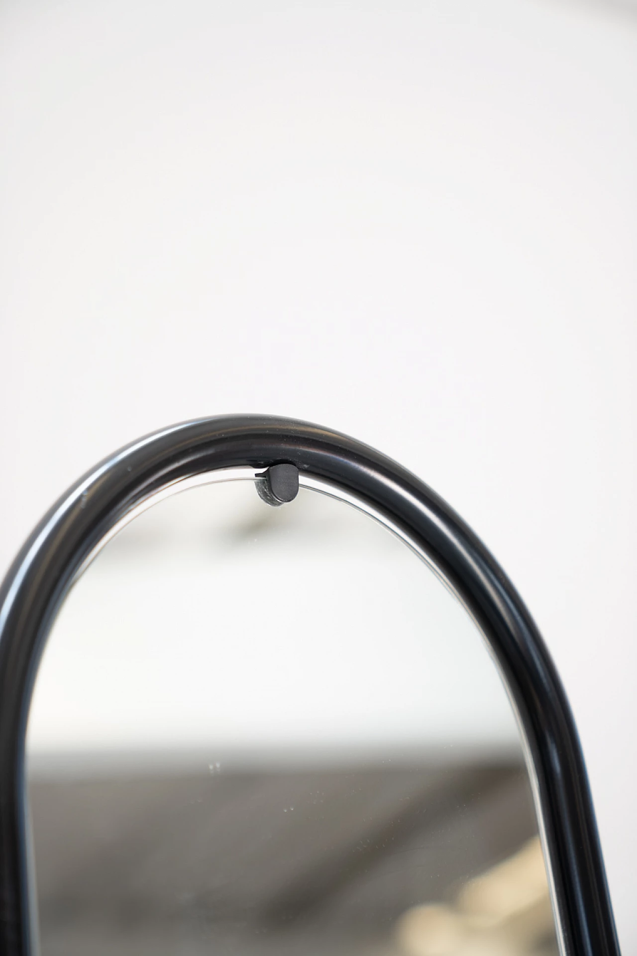 Oval mirror on tubular steel support in black, 1970s 3