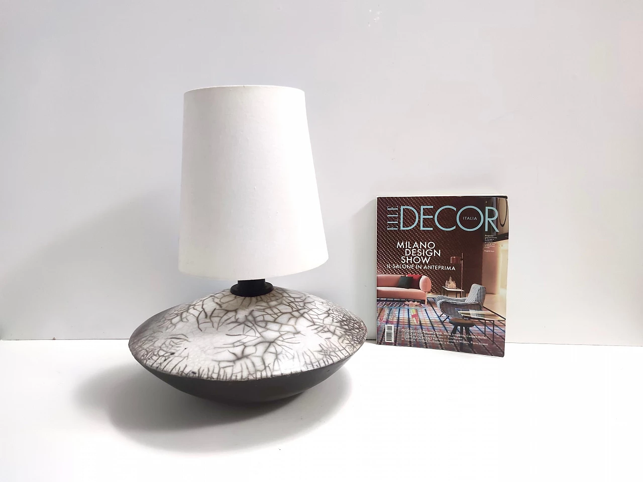 Raku ceramic table lamp, 1980s 3