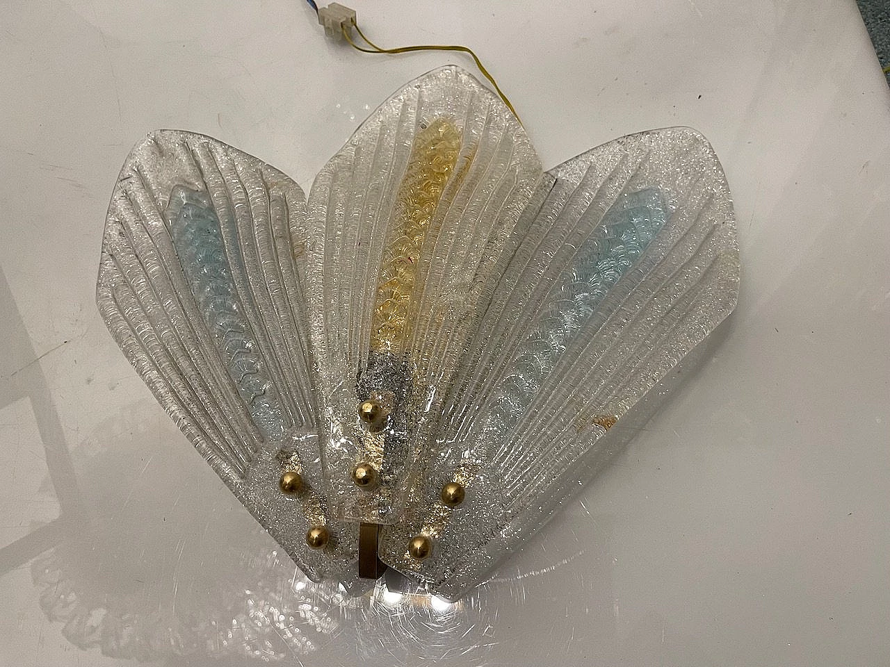 Pair of frosted Murano glass wall sconces, 1970s 10