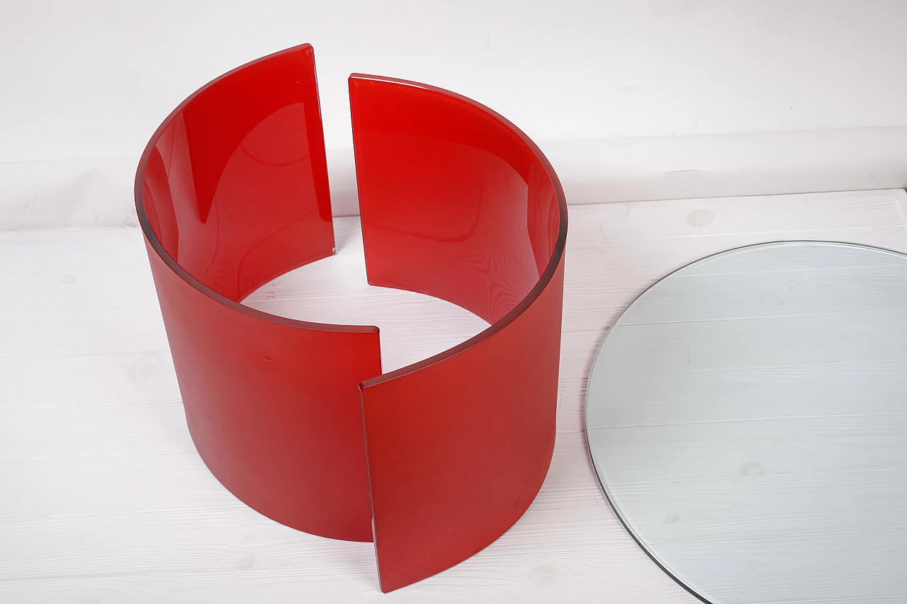 Tavolino rosso in vetro, anni '90 6
