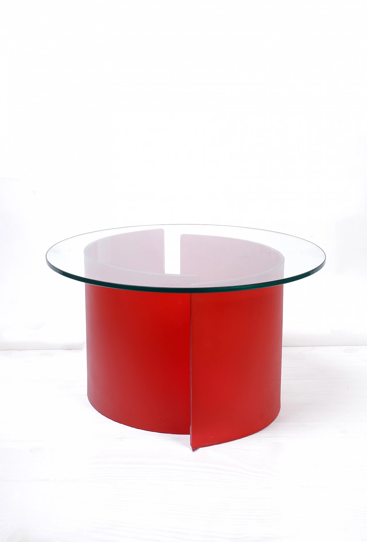 Tavolino rosso in vetro, anni '90 7