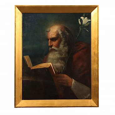 Face of saint, oil on canvas, 19th century