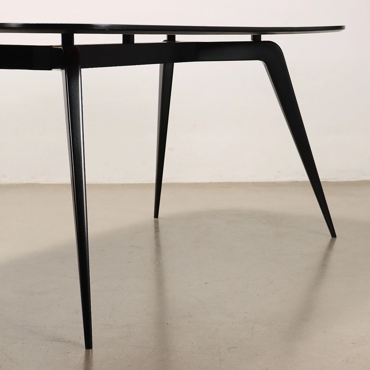 Ebonized wooden table with glass top, 1950s 7