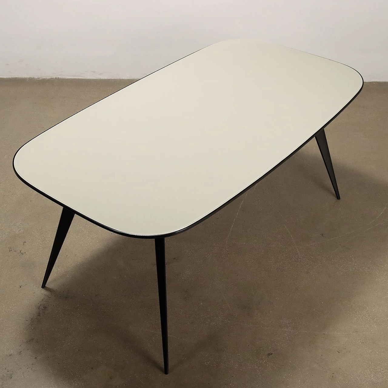 Ebonized wooden table with glass top, 1950s 8